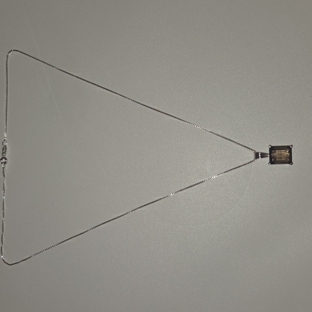 Smoky Quartz Pendant and Chain in 925 Sterling Silver